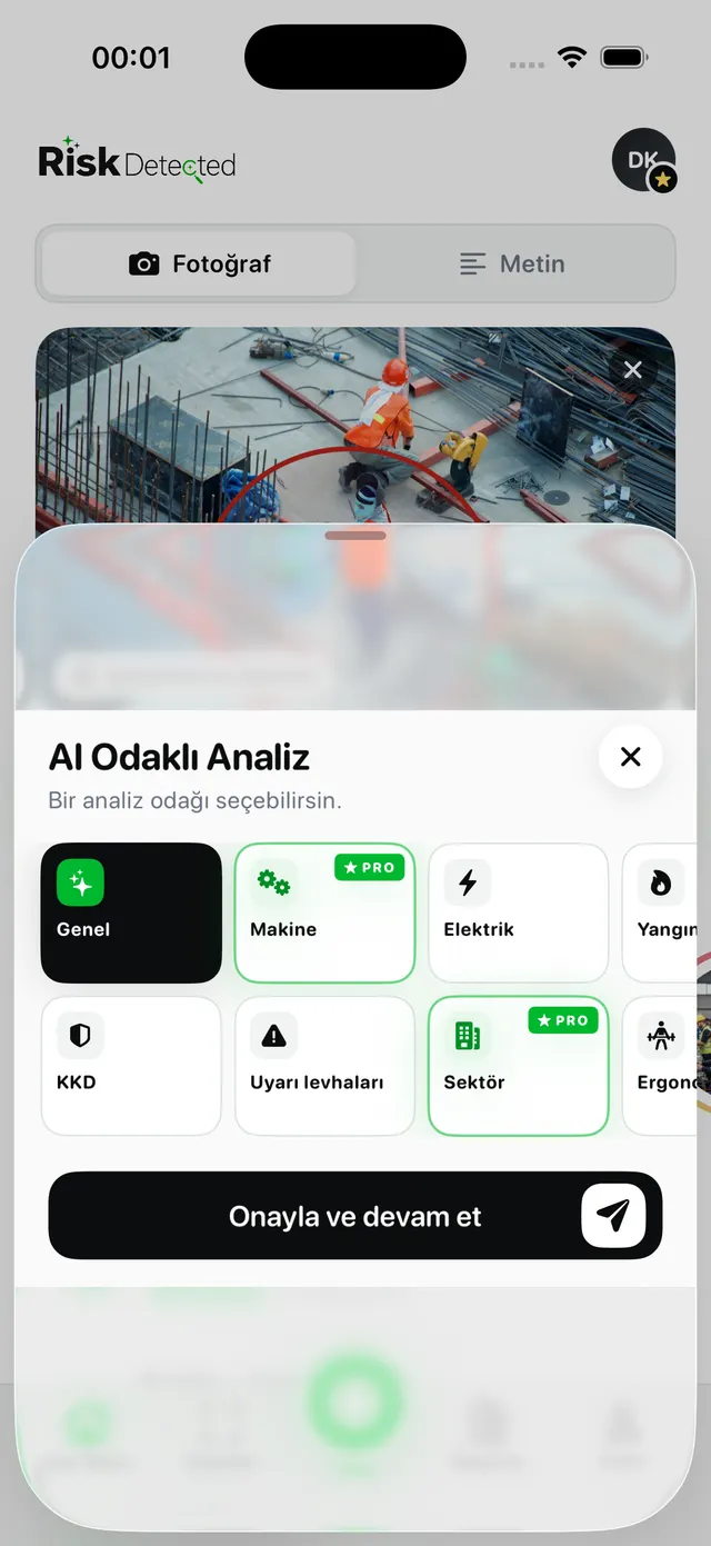 İncelemeyi ilgili risk alanına odaklayın.
